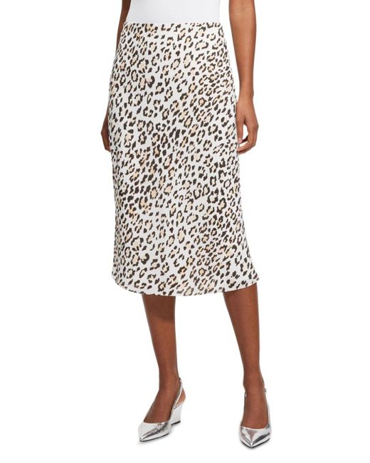 Theory Leopard Print Slip Skirt in Natural Lyst