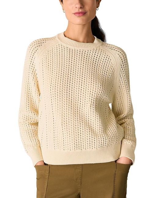 Whistles Natural Pointelle Crewneck Knit Sweater