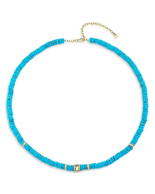 Sydney Evan Blue 14K & Diamond Lucky Rondelle Beaded Necklace