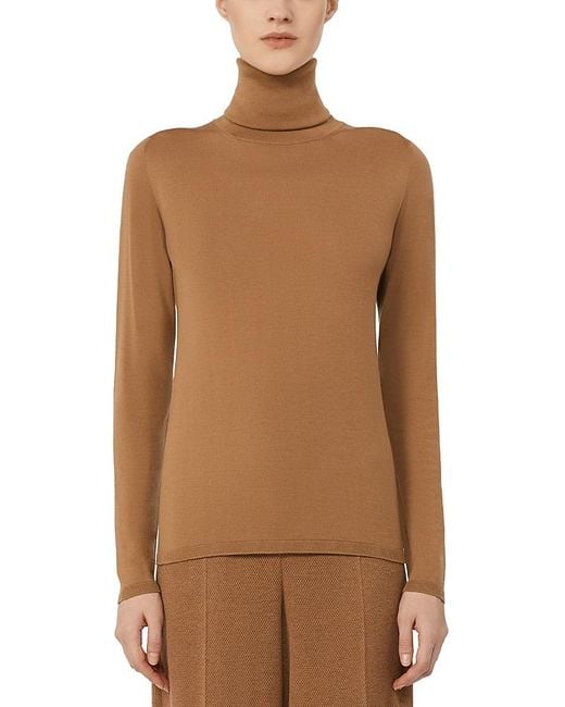 Max Mara Brown Saluto Wool Turtleneck Sweater