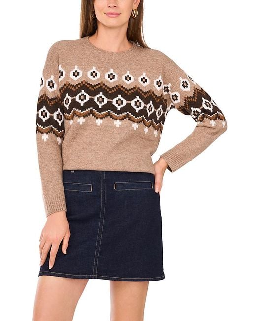 Vince Camuto Blue Fair Isle Raglan Sleeve Sweater