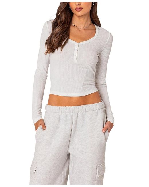 Edikted Gray Noah Pointelle Top