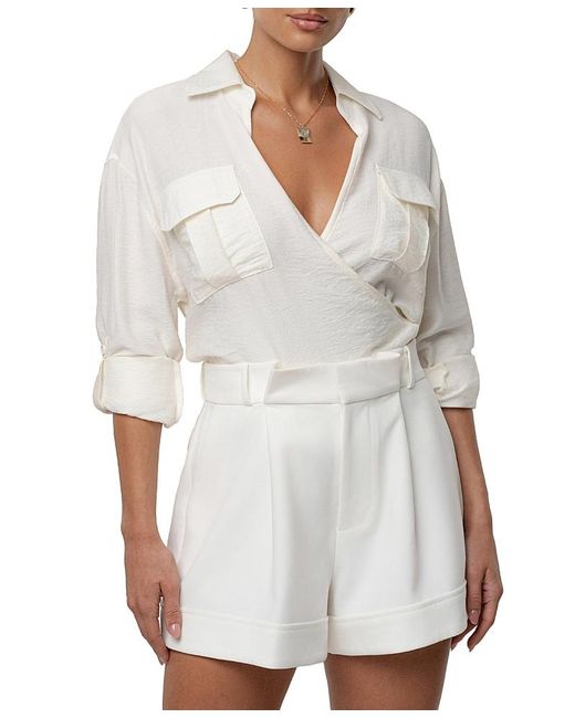 JLUXLABEL White Drift Collared Cargo Top
