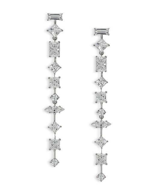 Nadri White Rare Jewels Cubic Zirconia Linear Drop Earrings Rhodium Plated