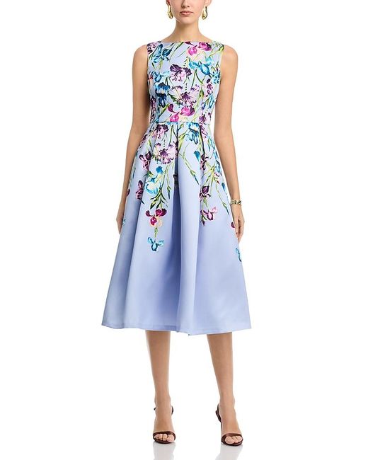 Eliza J Sleeveless Boat Neck Midi Dress in Blue | Lyst