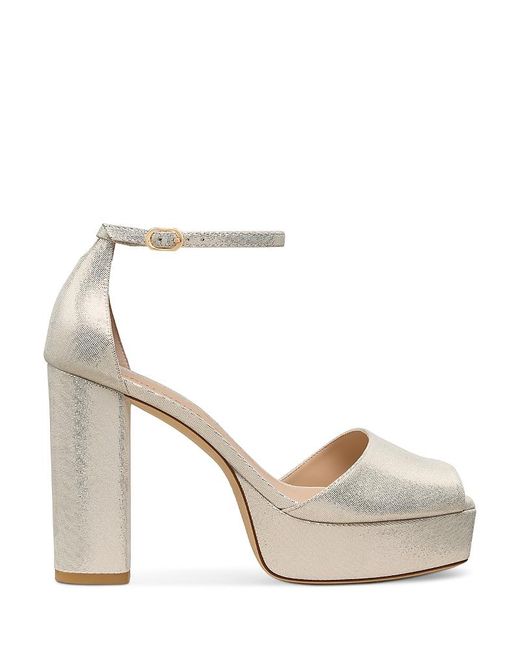 Stuart Weitzman White Sabrina Ankle Strap Platform Sandals