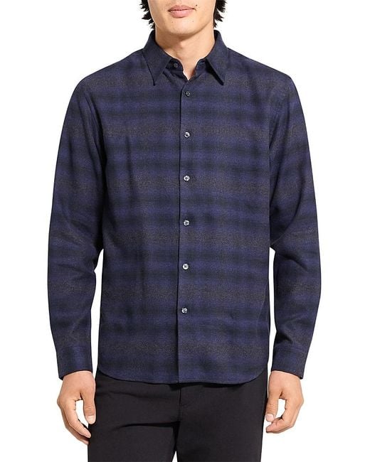 Theory Blue Irving Button Down for men