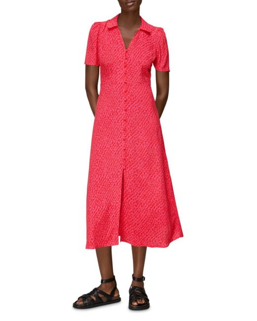 whistles textured belted midi dress