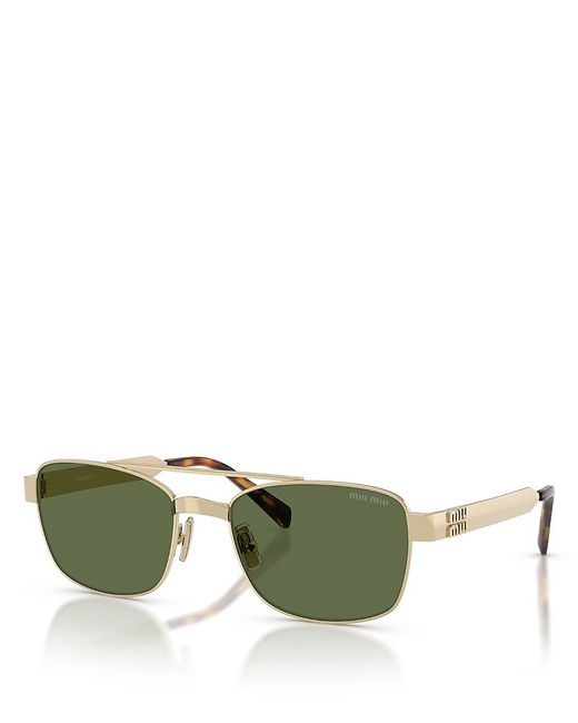 Miu Miu Green Rectangular Sunglasses, 56Mm