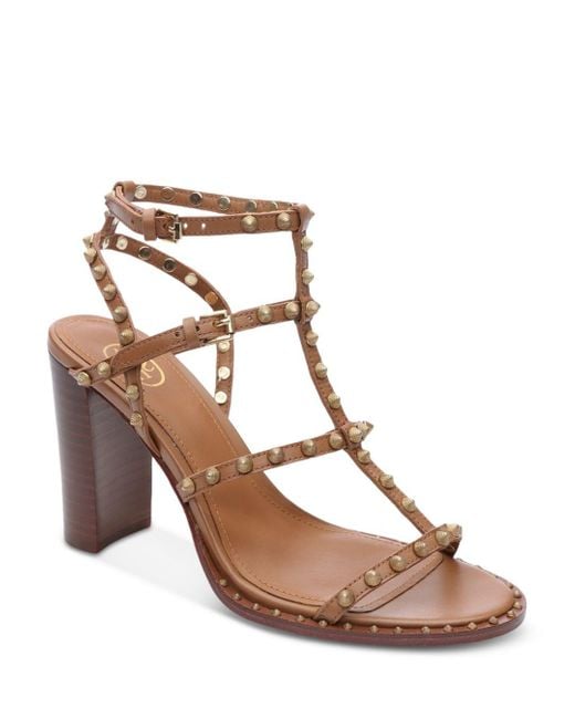 Ash Kenya Studded Strappy High Heel Sandals in Brown Lyst