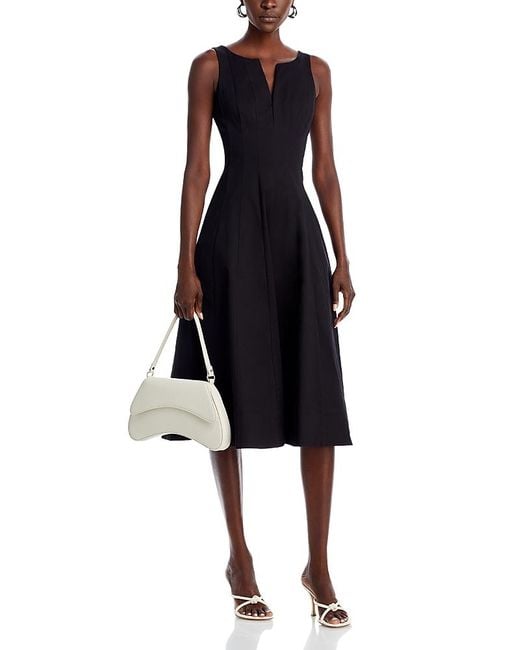 Aqua Black Paneled Midi Dress