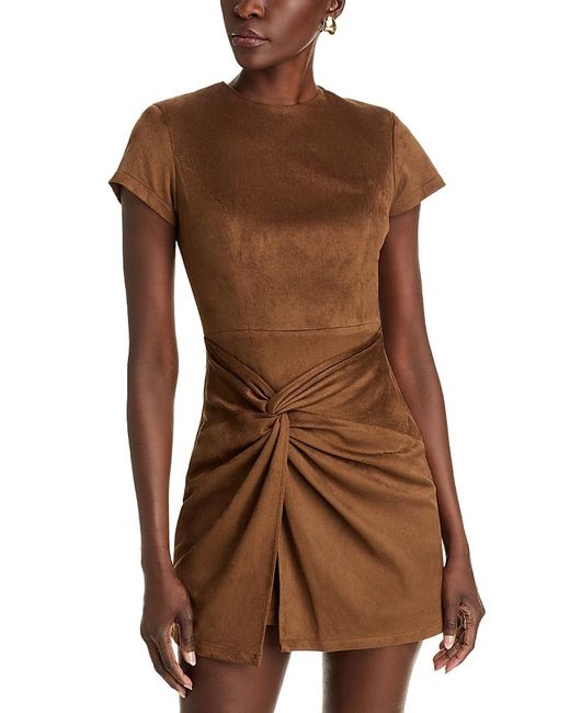 Aqua Brown Faux Suede Dress