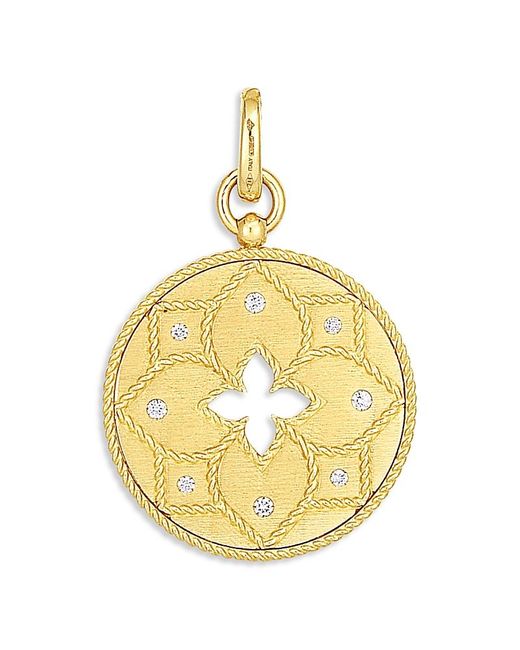 Roberto Coin Metallic 18K Venetian Princess Diamond Flower Disc Pendant