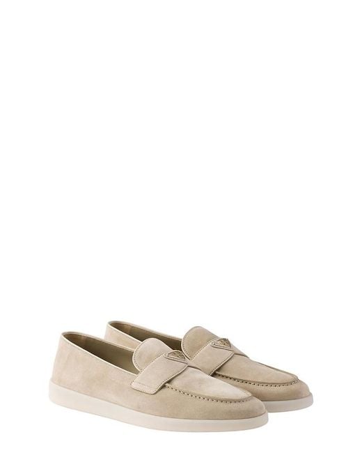 Prada Natural Suede Loafers for men