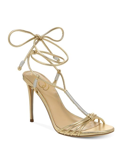 Sam Edelman Synthetic Safiya Strappy High Heel Sandals in Gold/Silver