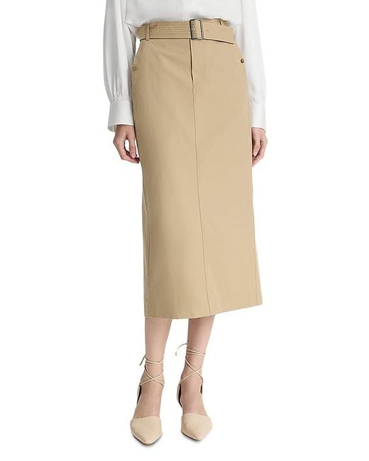 Vince Natural Belted Midi Skirt