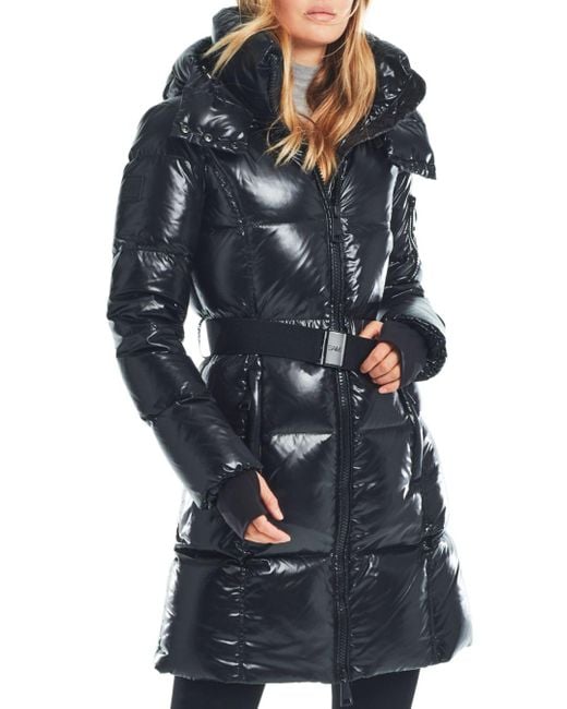 belted down coat
