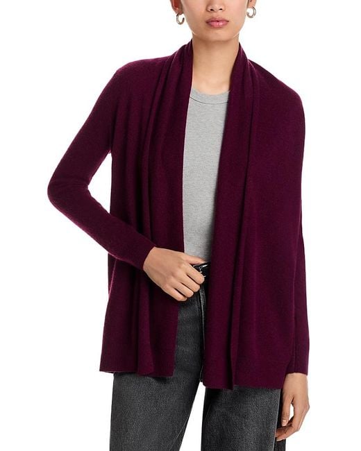 C by Bloomingdale's Cashmere Women's Purple Open-Front Cardigan