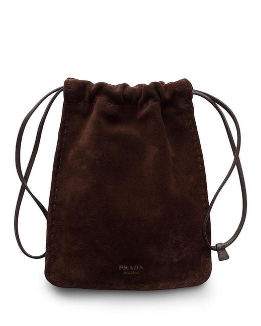 Prada Brown Suede Smartphone Pouch
