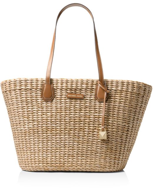Michael Kors Malibu Woven Straw Tote | Lyst