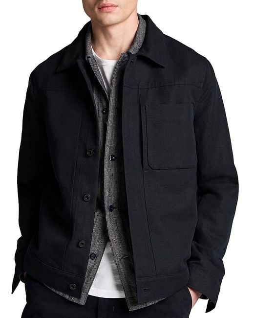 Vince Black Pleated Trucker Jacket for men