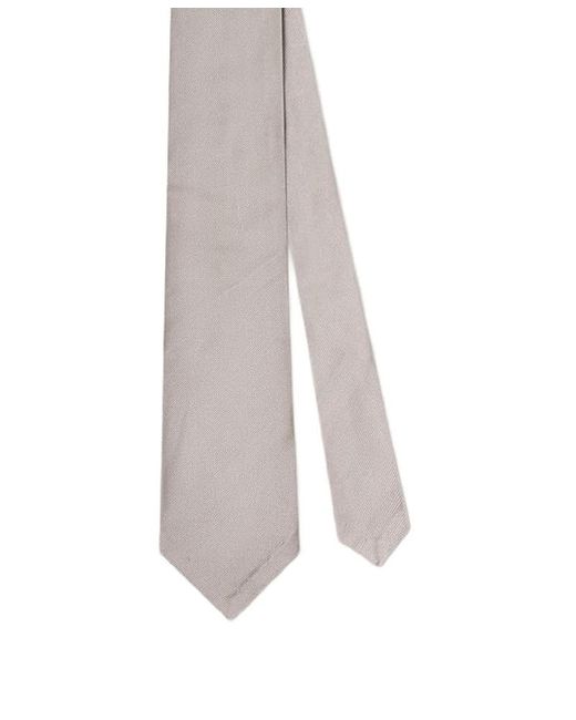Robert Talbott White Newman 7 Fold Solid Silk Necktie for men