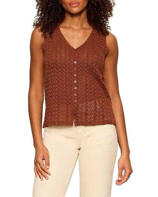 Sanctuary Brown No Rush Button Front Tank