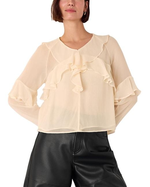 Whistles Natural Ruffled Blouse