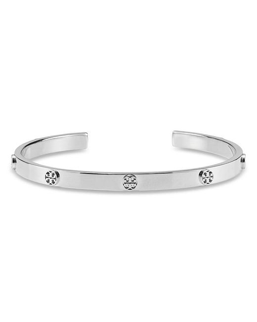 Tory Burch White Miller Icon Stud Thin Cuff Bracelet