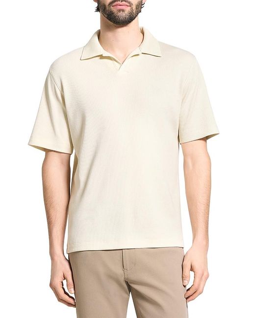 Theory White Short Sleeve Ribbed Polo Shirt for men