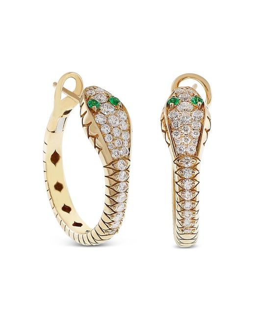 Crivelli Metallic 18K Serpent Diamond & Emerald Snake Hoop Earrings