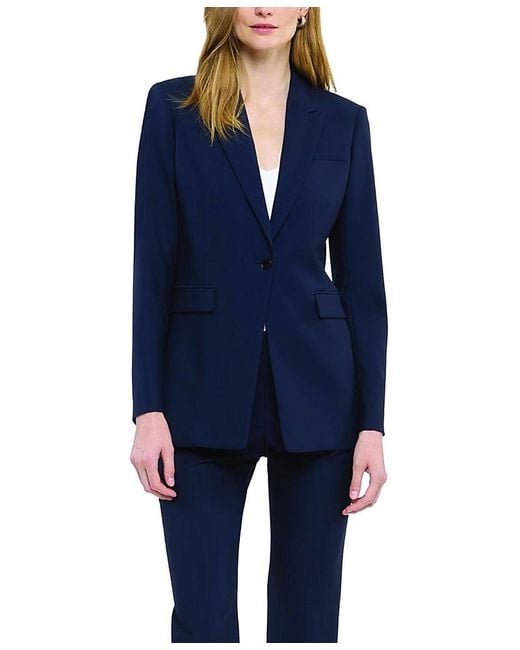 Another Tomorrow Blue Single Button Jacket