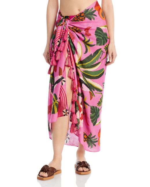 FARM Rio Leopard Forest Print Sarong Swim Cover - Up in Pink | Lyst