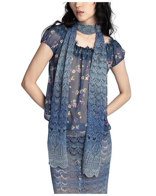 Anna Sui Blue Ombre Space Dye Scarf