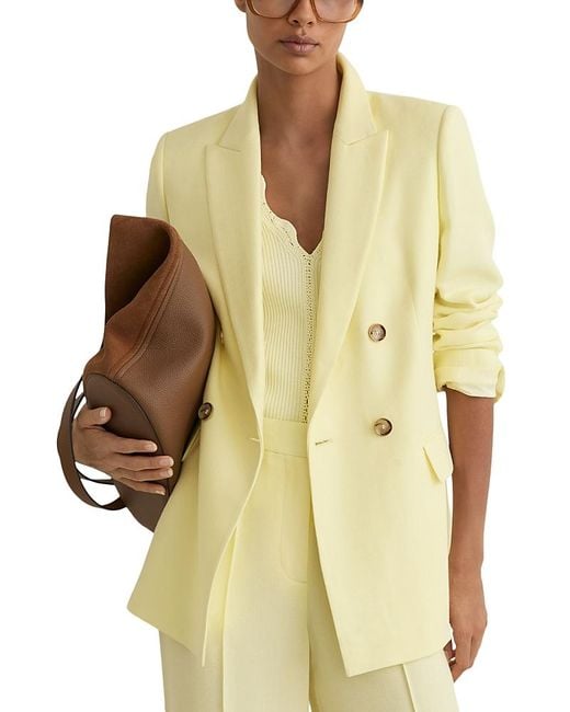 Reiss Yellow Double Breasted Suit Jacket