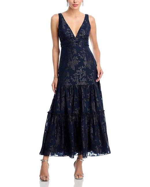 Aqua Blue Jacquard Maxi Boho Dress