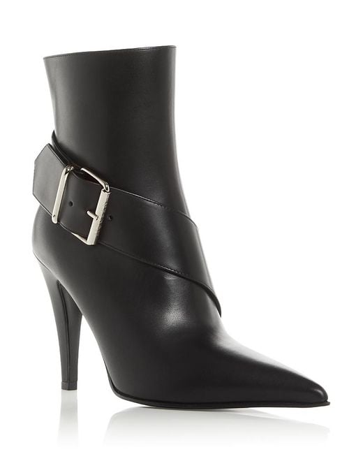 McQueen Black Pointed Buckle Boots