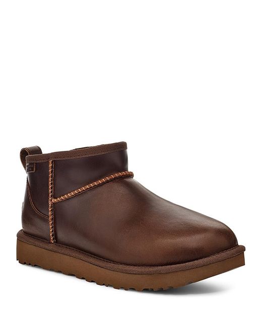 Ugg Brown Classic Ultra Mini Leather Regen Boots
