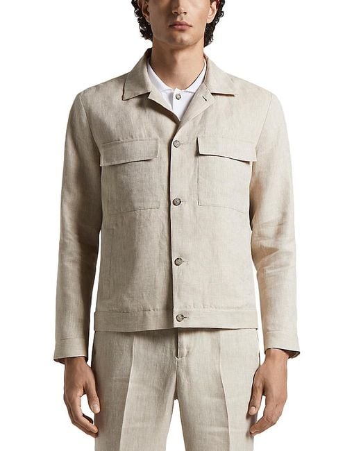 Peserico Gray Linen Overshirt for men