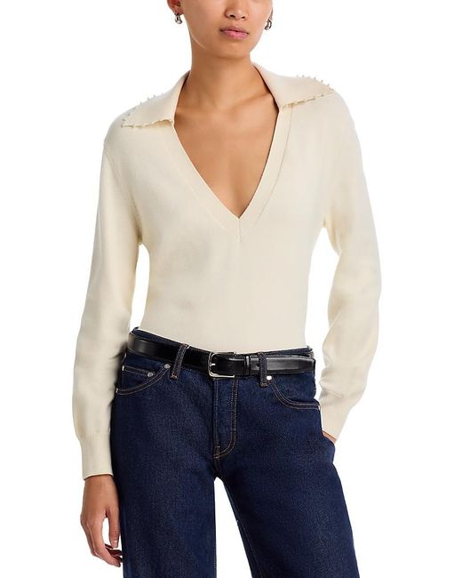 French Connection Blue Sloane Embellished Collar Sweater