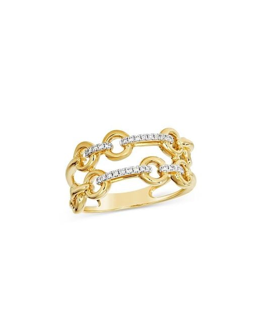 Bloomingdale's Fine Collection Metallic Diamond Chain Link Double Row Ring