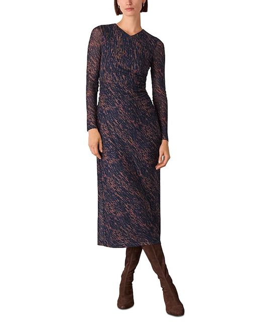 Whistles Blue Devore Mesh Dress