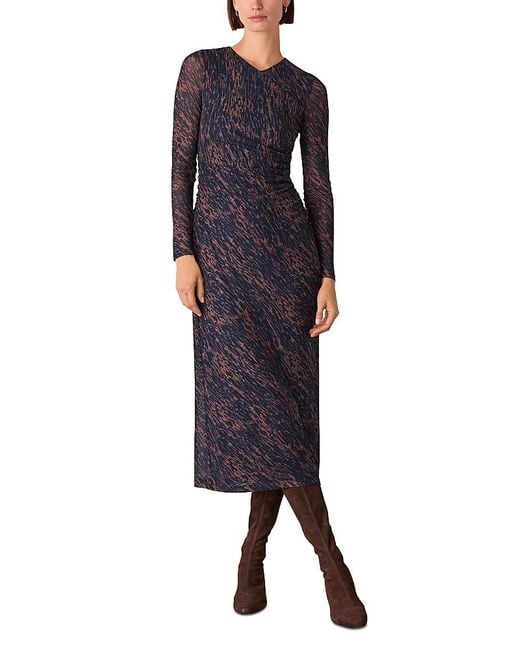 Whistles Blue Devore Mesh Dress