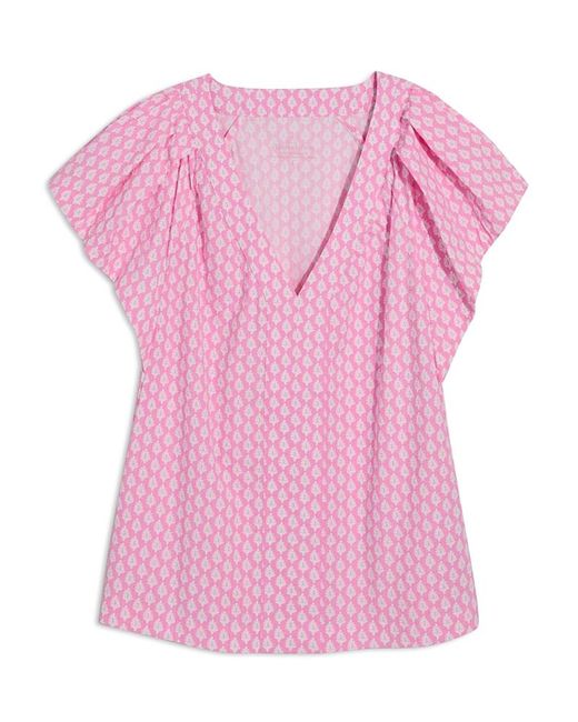 Vineyard Vines Pink Harbor Flutter Sleeve Top