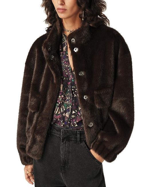 Ba&sh Black Paros Faux Fur Coat
