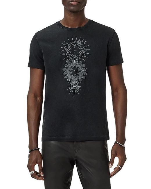 John Varvatos Black Rays Short Sleeve Graphic Tee for men