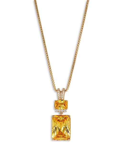 Nadri Metallic Macaron Cubic Zirconia Double Drop Pendant Necklace