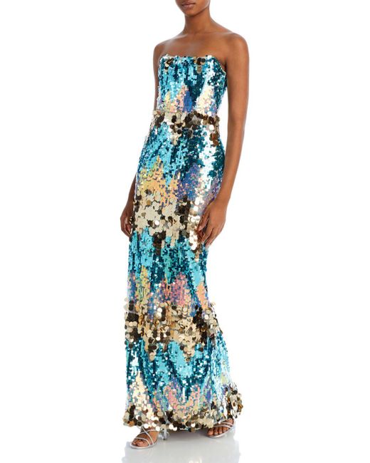 Bronx and Banco Farah Strapless Gown in Blue | Lyst