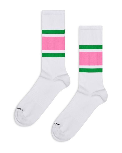 Happy Socks White Simple Stripe Sneaker Socks