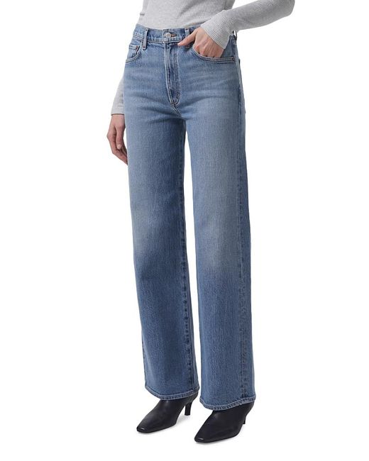 Agolde Blue Harper Mid Rise Wide Leg Jeans